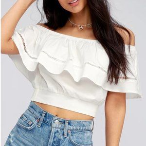 White Off-the-Shoulder Crop Top